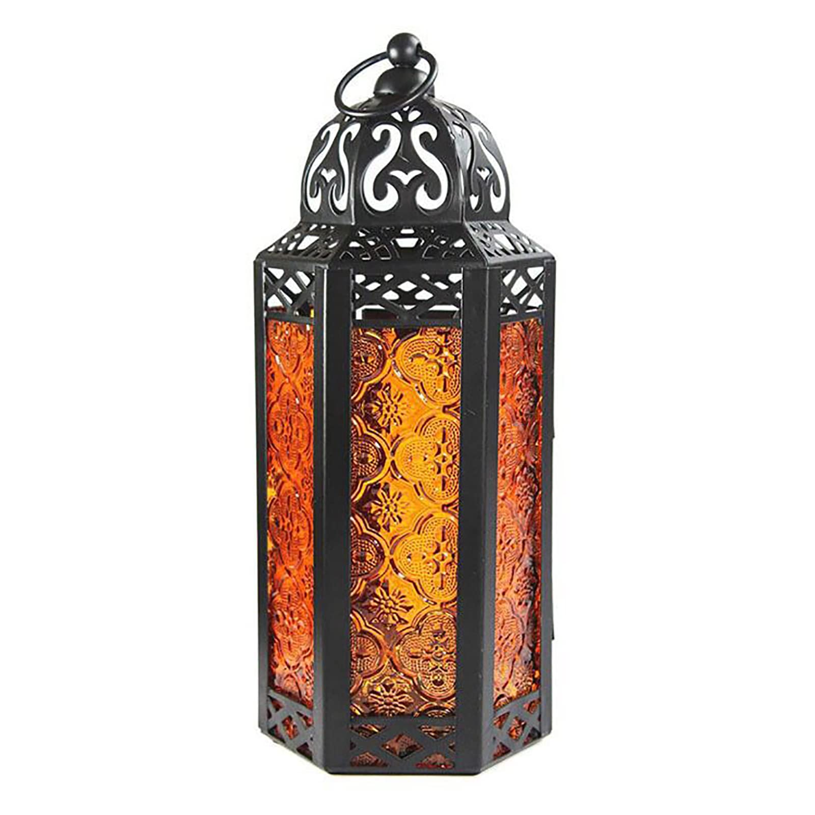 candlestick holders, Moroccan Decorative Candle Lantern Holder, Lanterns,Tea Light,Vintage Style Hanging,Gard(Amber)