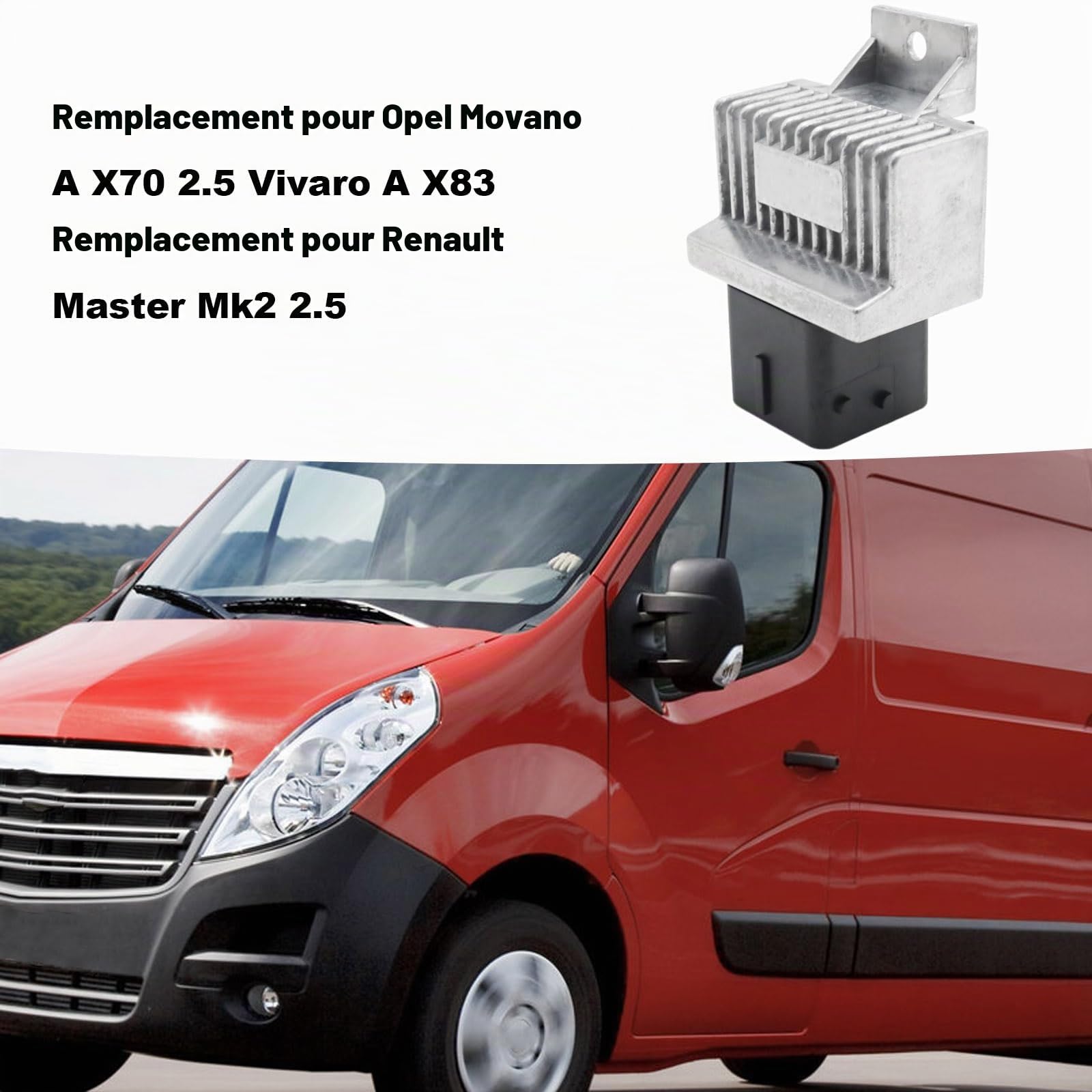 9640469680 Relais de bougie préchauffage, 12V Boîte de préchauffage de remplacement pour Opel Movano A X70 2.5 Vivaro A X83 de remplacement pour Renault Master Mk2 2.5 Remplace 598140