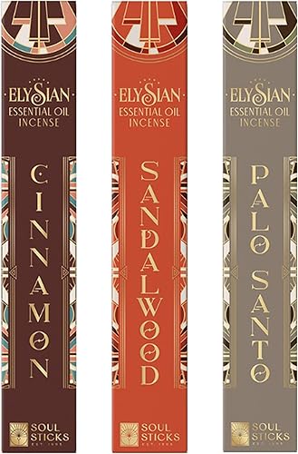 Soul Sticks Elysian - Juego variado de 3 unidades, 10 varillas por paquete, aceites esenciales naturales, juegos de incienso para aromaterapia
