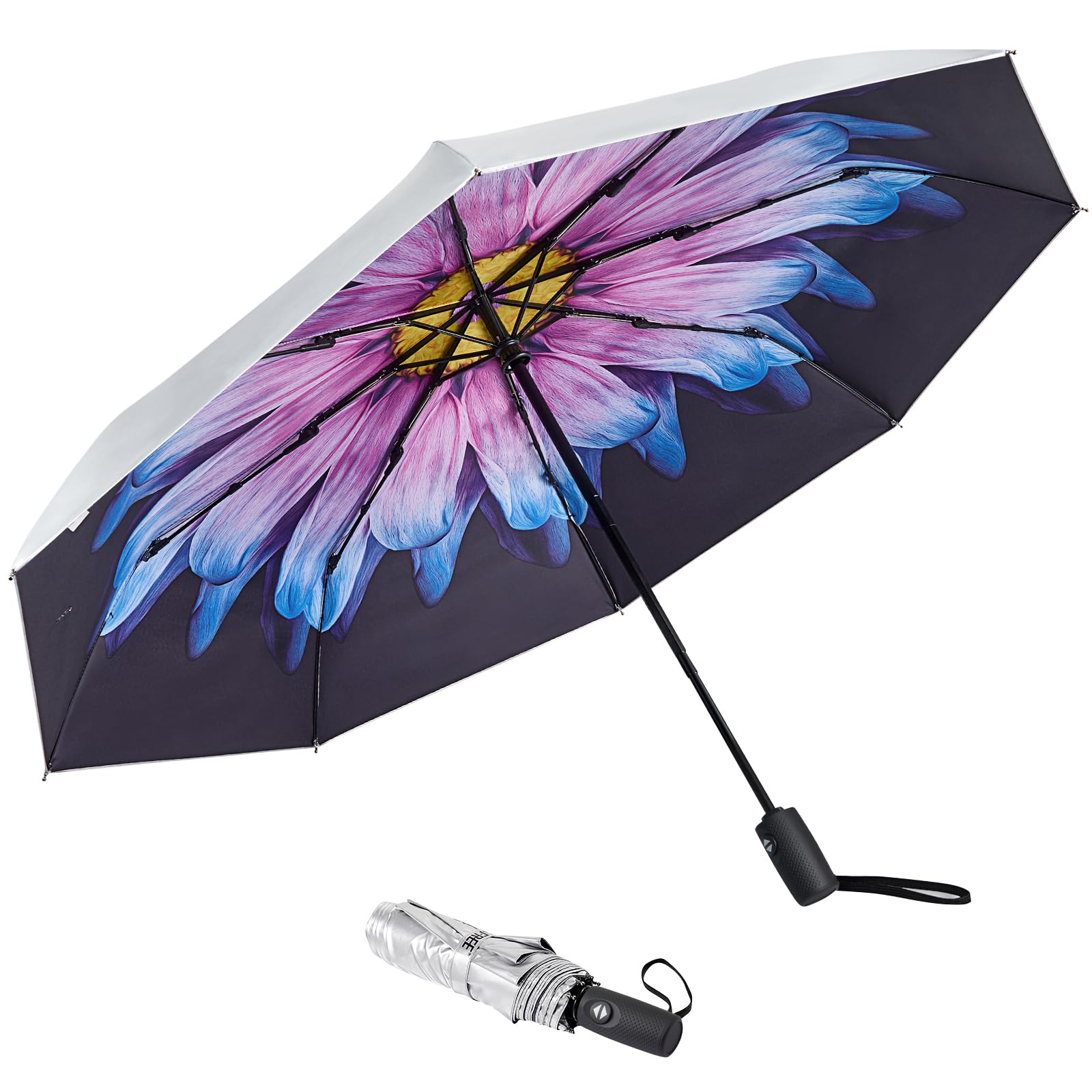 G4Free UPF 50+ UV Protection Large Travel Umbrella 42/46 Inch Auto Open Close Windproof Sun Blocking Umbrella