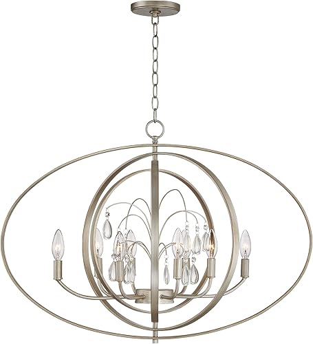 Miniatura 4 de Possini Euro Design Tiller - Lámpara colgante de orbe de color champán de 31 12 pulgadas de ancho, moderna, contemporánea, de 8 luces, comedor,