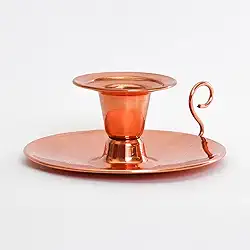 Castiçal de Cobre Puro Artesanal, 4 cm Altura, 9 cm Diâmetro