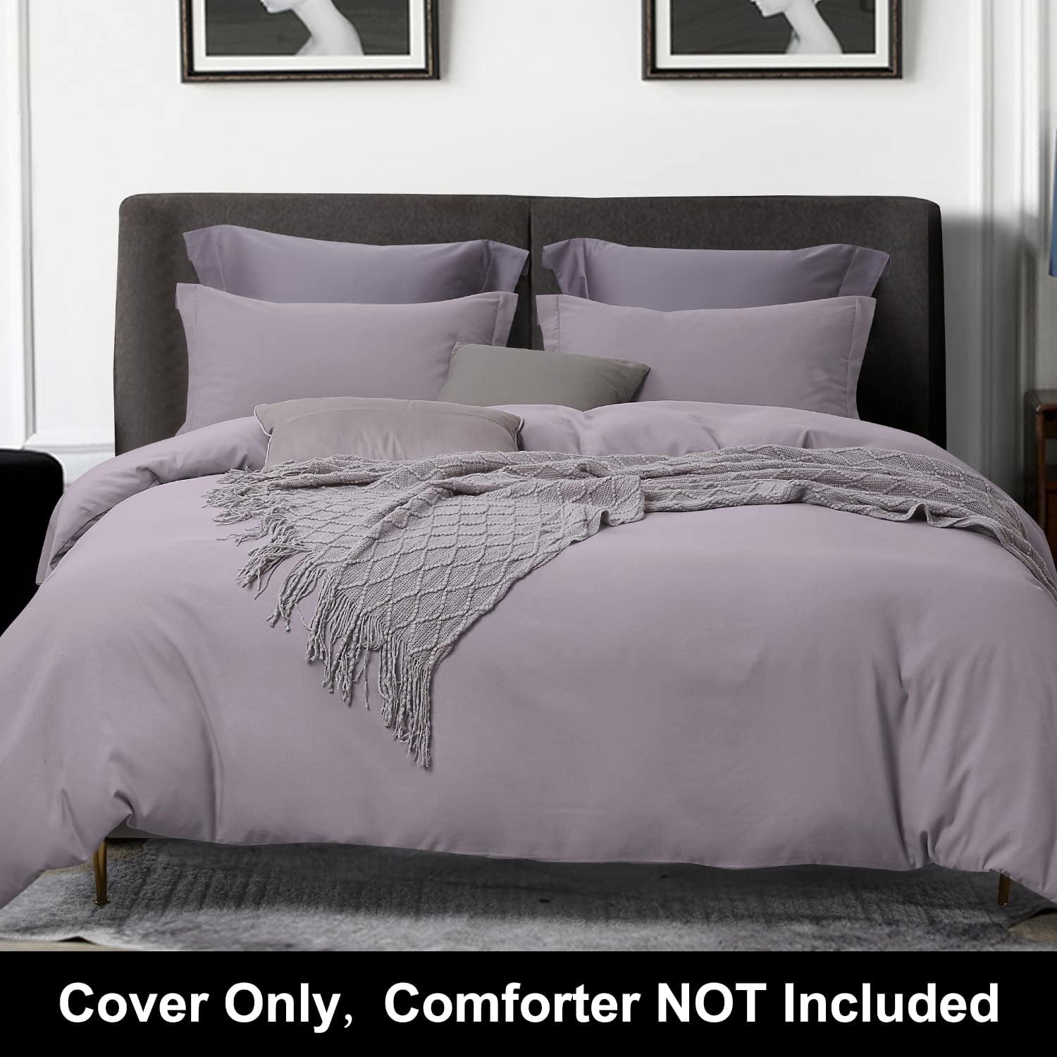 BEDELITE Duvet Covers Queen Size - Grayish Purple Soft & Comfortable Bedding Duvet Cover Set, Full Size Hotel Collection Comforter Cover with Zipper (Wrinkle Free, Lightweight, Breathable)