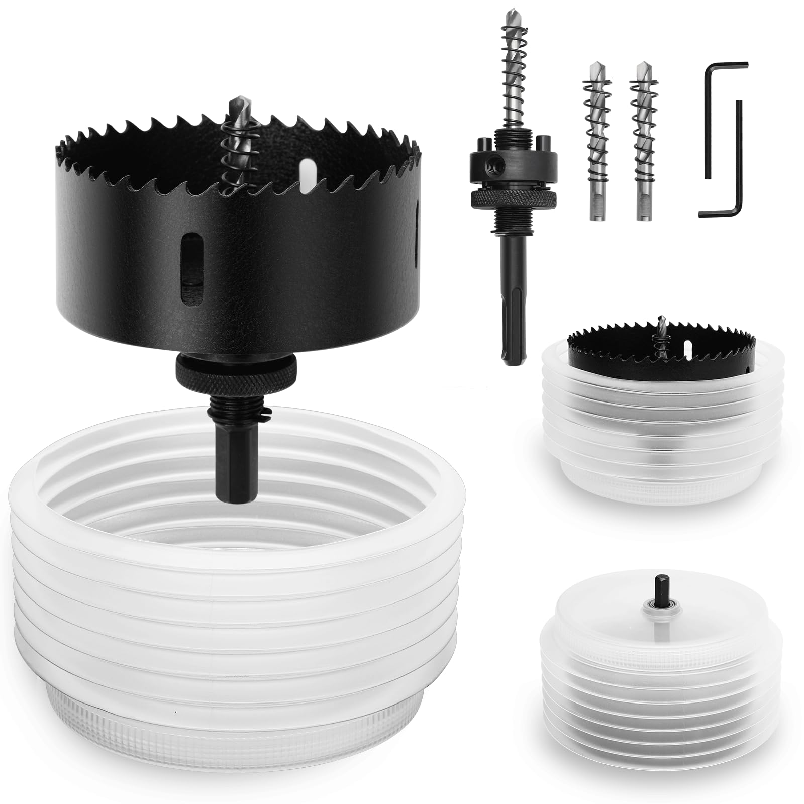 4-1/8" | 105mm Hole Saw for Recessed Lights,4-1/8" Bi-Metal Hole Cutter with Dust Bowl Include Hex Shank & SDS Plus for LED Recessed Ceiling Lighting