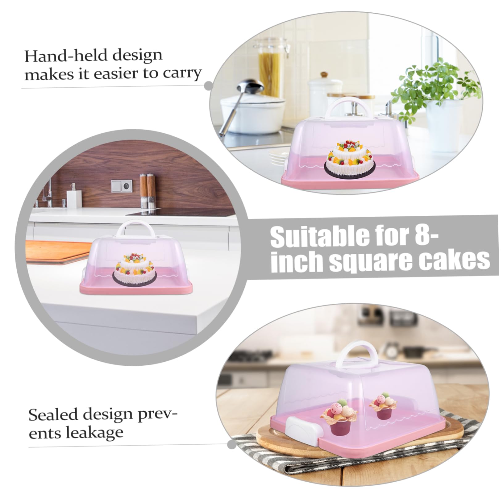 Kichvoe 1pc Transparent Cake Box Portable Cake Carrier for Birthdays Weddings Events Thicken Design with Insert for Storage Display