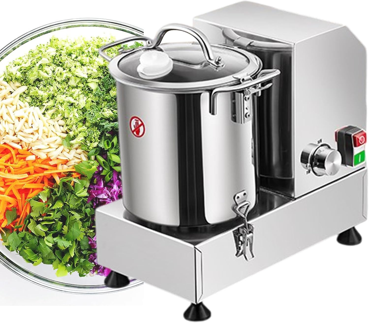 Electric Veggie Cutter, 6L/9L/15L Kitchen Food Onion Chopper, Stainless Steel Commercial Auto Onion Cutting Machine, Electric Food Processor,9L