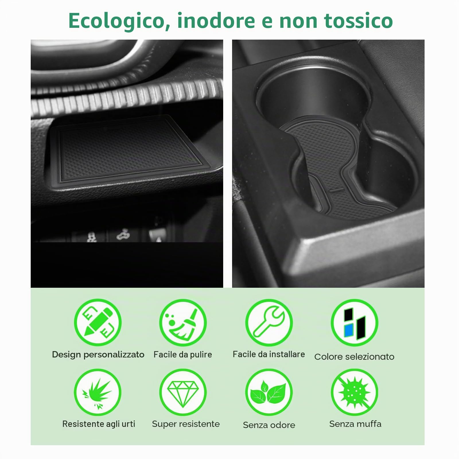 GAFAT Compatibile con Ford Ranger T9 2025 2026-2023 (Freno Elettronico) Tappetini Antiscivolo, Ranger T9 Raptor Wildtrak Tappetino Gomma, Console Centrale, Cuciture Porte, Accessori Ranger 2025 (Nero)