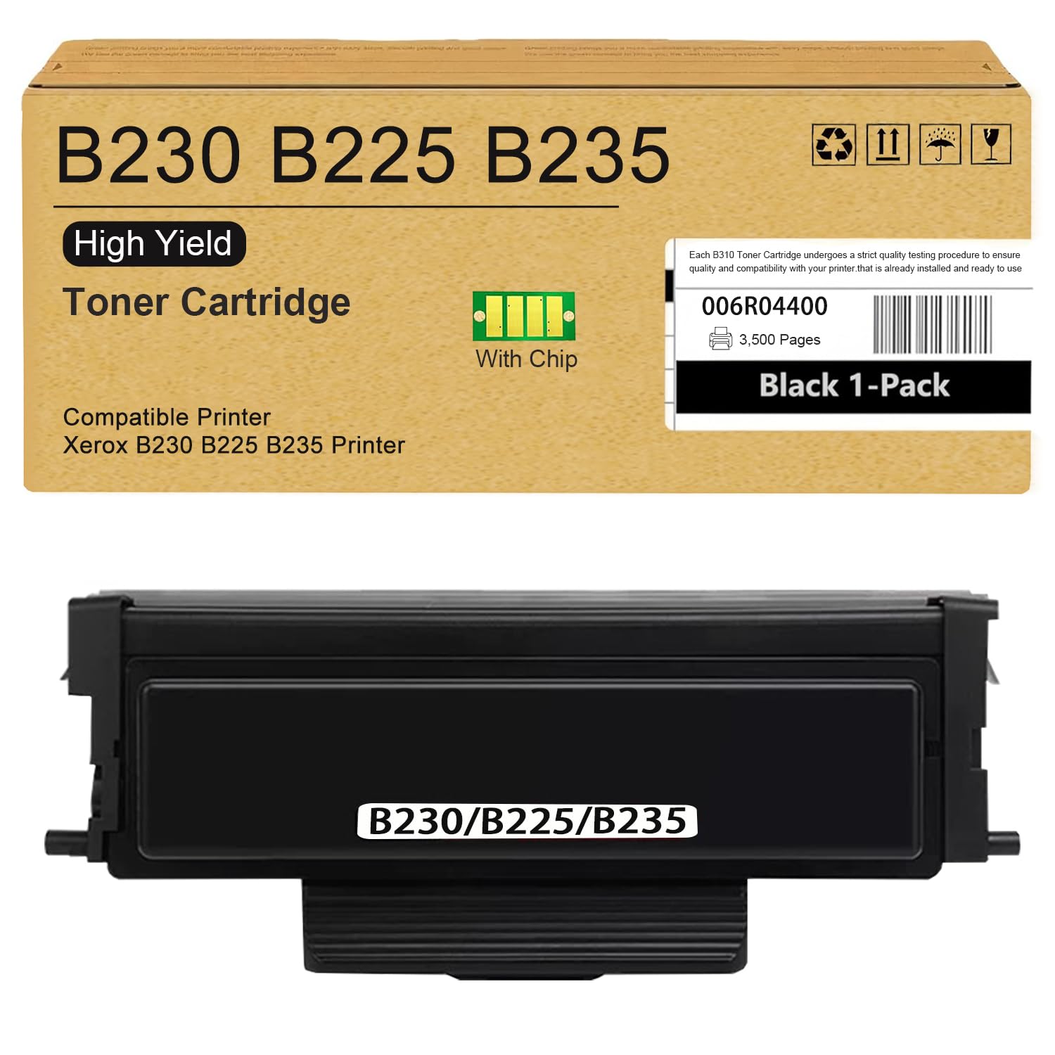 B230 B225 B235 Black Toner Cartridge [with New Chip] High Capacity Replacement for 006R04400 006R04401 Toner Compatible for Xerox B230 B225 B235