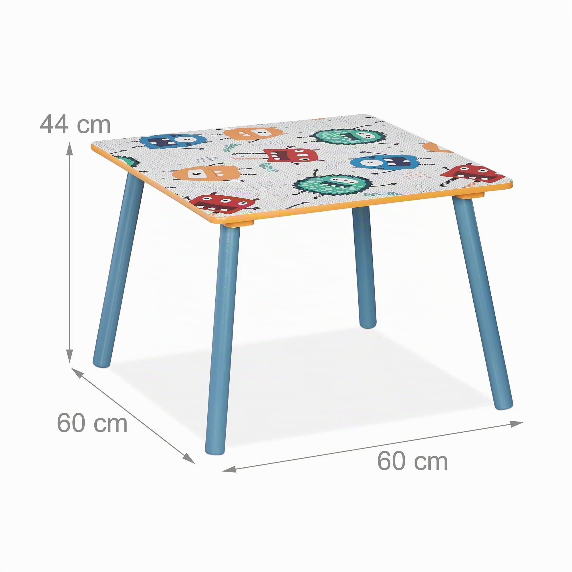 Relaxdays Mesa y Sillas Infantiles, 2 Asientos, Muebles Niños, MDF y Madera, Juego de Minimesa y Minisillas, Multicolor