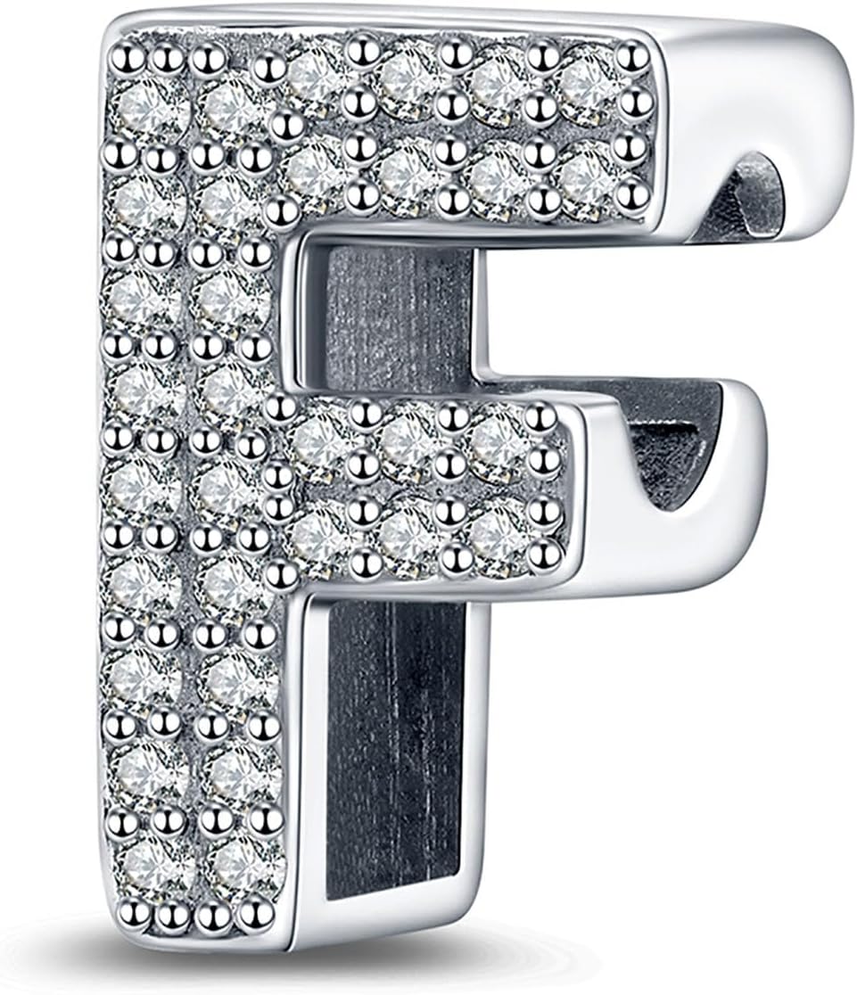 Initial Letter A-Z 925 Sterling Silver Charms Dangles for Bracelets and Necklace Jewelry Gift for Women Family and Friends