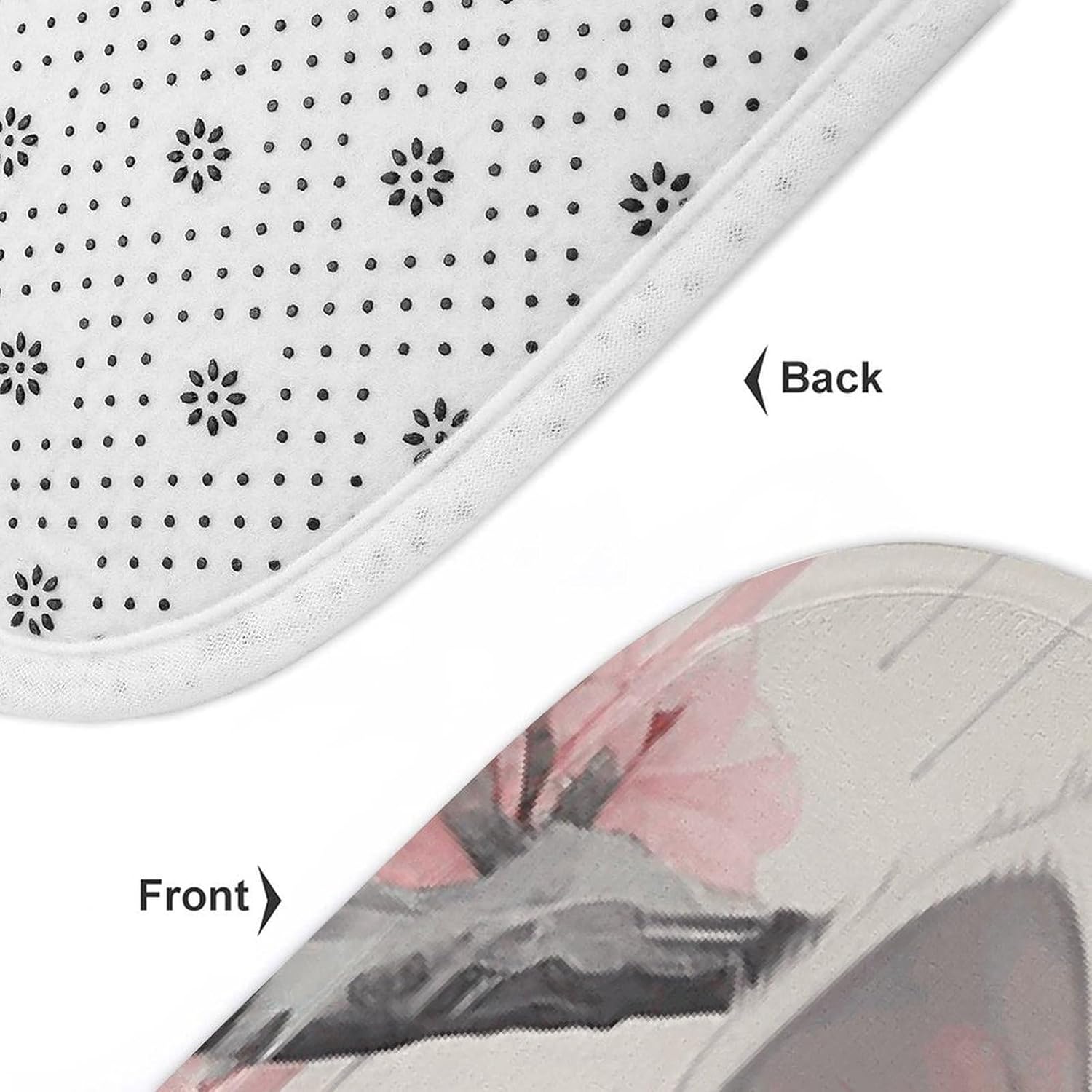 Anti-Skid Floor Mats 3 Piece Set,Cat and Cherry Printed Coral Fleece Bathroom Mats U-Shaped Contour Mat Toilet Seat Cover for Bathroom, Tub, Shower, Kitchen 19.7"x31.5"