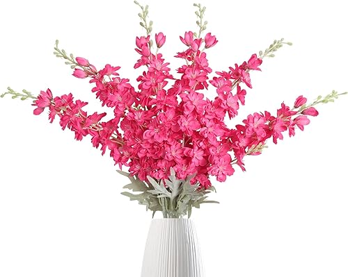 IPOPU Delphinium Flores artificiales de seda de 33.5 pulgadas, flores artificiales de tallo largo para jarrón alto, flores artificiales de 33.5