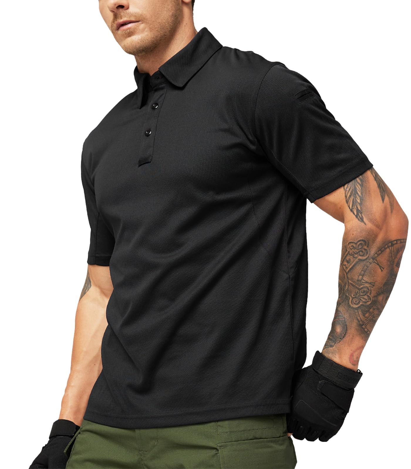 MIER Polo táctico de rendimiento para hombre, de secado rápido, de manga corta, cuello de trabajo, protección UPF 50+