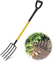 Coopvivi Heavy Duty 4 Tine Pitchfork with Ergonomic D-Grip & 45" Steel Handle - Ideal Garden Fork for Digging, Farming & Yard Work