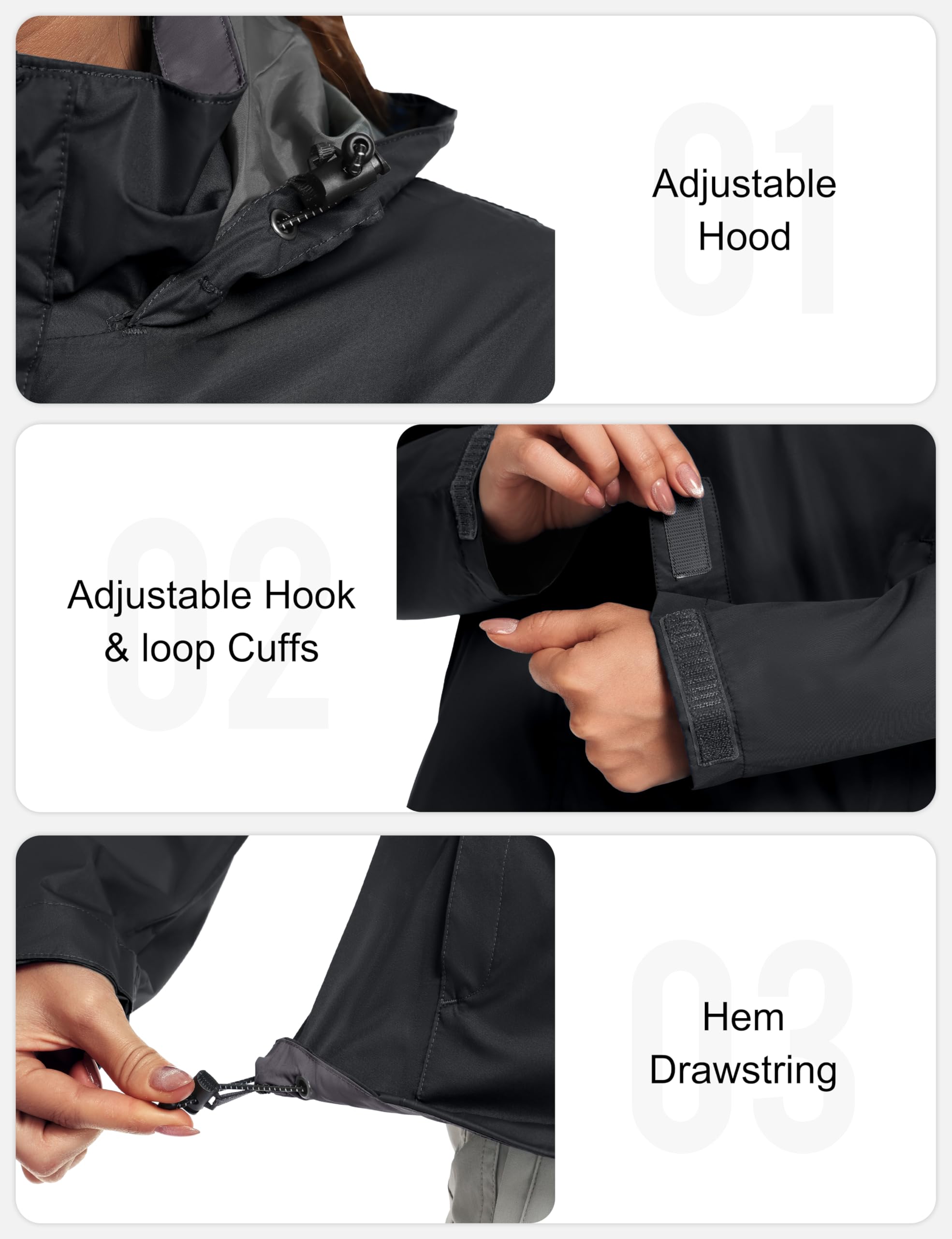 Little Donkey Andy Damen wasserdichte Regenjacke Leichte atmungsaktivem Regenjacke für Outdoor-Windbreaker zum Wandern, Reisen