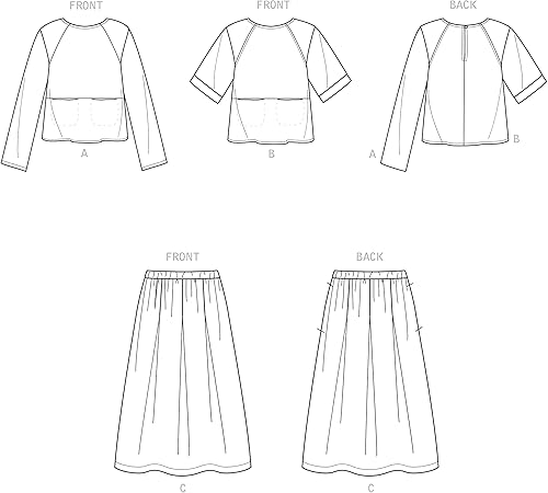 Miniatura 3 de Simplicity Misses' - Paquete de falda superior y sin cierre, código 9264, patrón de costura, tallas XXS-XL, color blanco