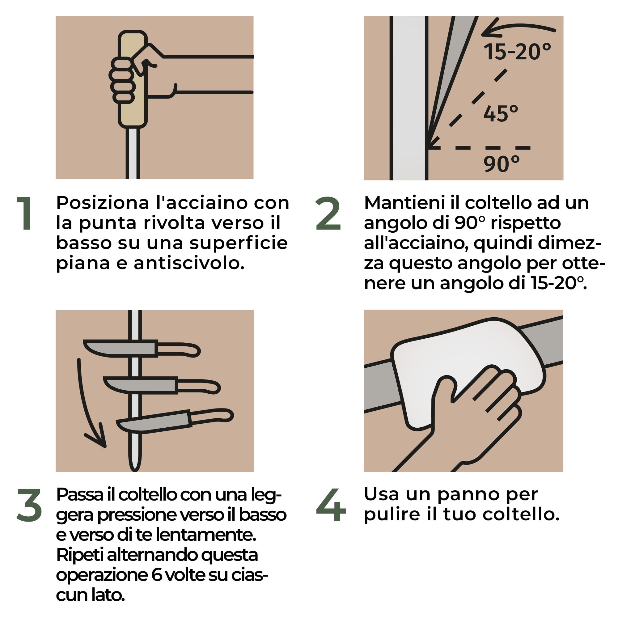 WALDWERK Affila Coltelli Premium – Affilacoltelli in acciaio temprato con elegante manico in legno – Acciaino professionale 100% privo di plastica – Affila Coletelli professionali