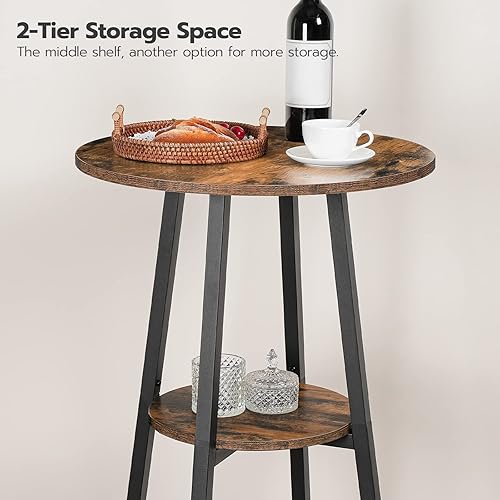 Miniatura 5 de HOOBRO Juego de mesa y sillas redondas de altura de barra de 3 piezas, juego de mesa de comedor redonda, mesa de pub y sillas para espacios