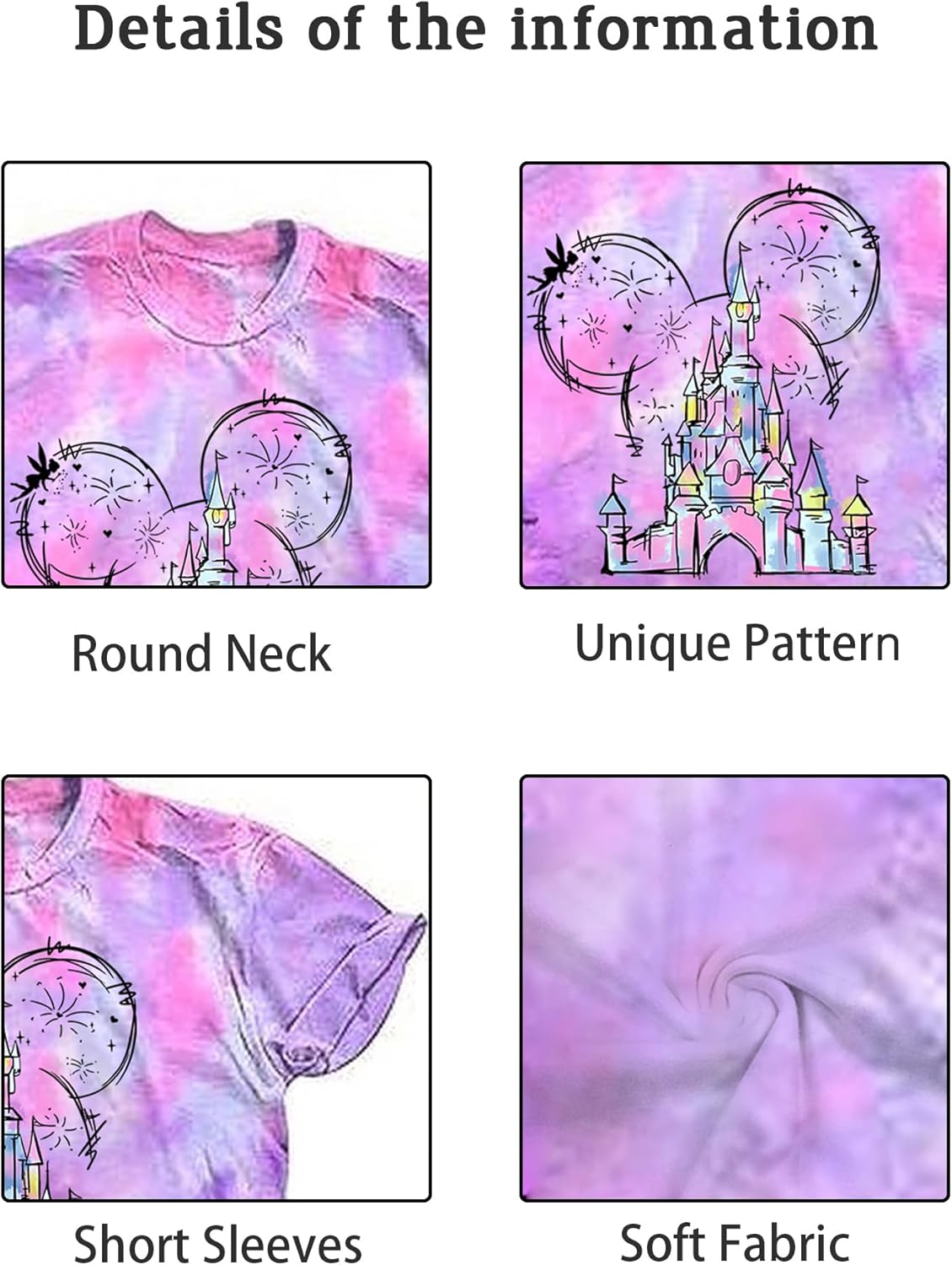 Magical Shirt for Women Tie Dye Shirts Magic Kingdom T-Shirt Castle Casual Short Sleeve Tops - Image 5