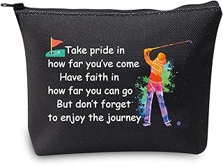 Golf Gifts Golf Cosmetic Bags Golf Player Gifts Golfer Makeup Bag Pouch Golf Team Gifts for Golf Lover Inspirational Gifts for Women Travel Bag Golf Toiletry Organizer Case (Golf black bag)