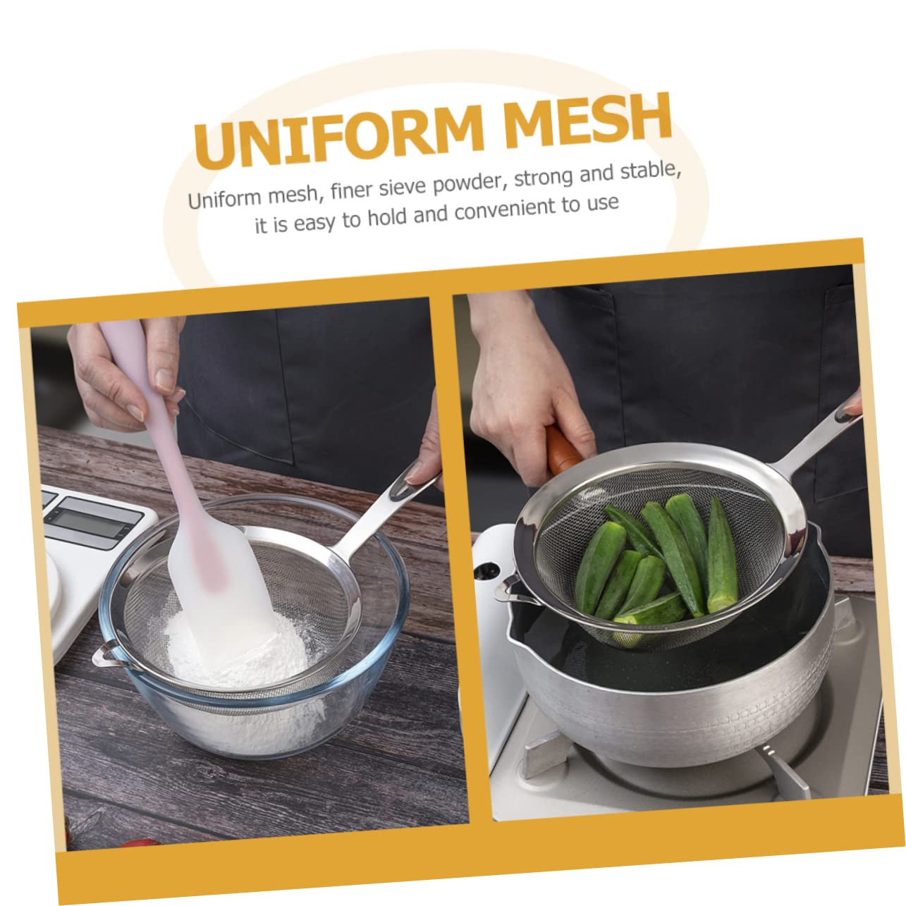 3 pezzi Setaccio per farina manuale Setaccio da cucina a maglia fine sopra il lavello Scolapasta in acciaio inossidabile Setaccio a maglie per pasta Farina Polpa Fi Forniture da cucina in acciaio ino