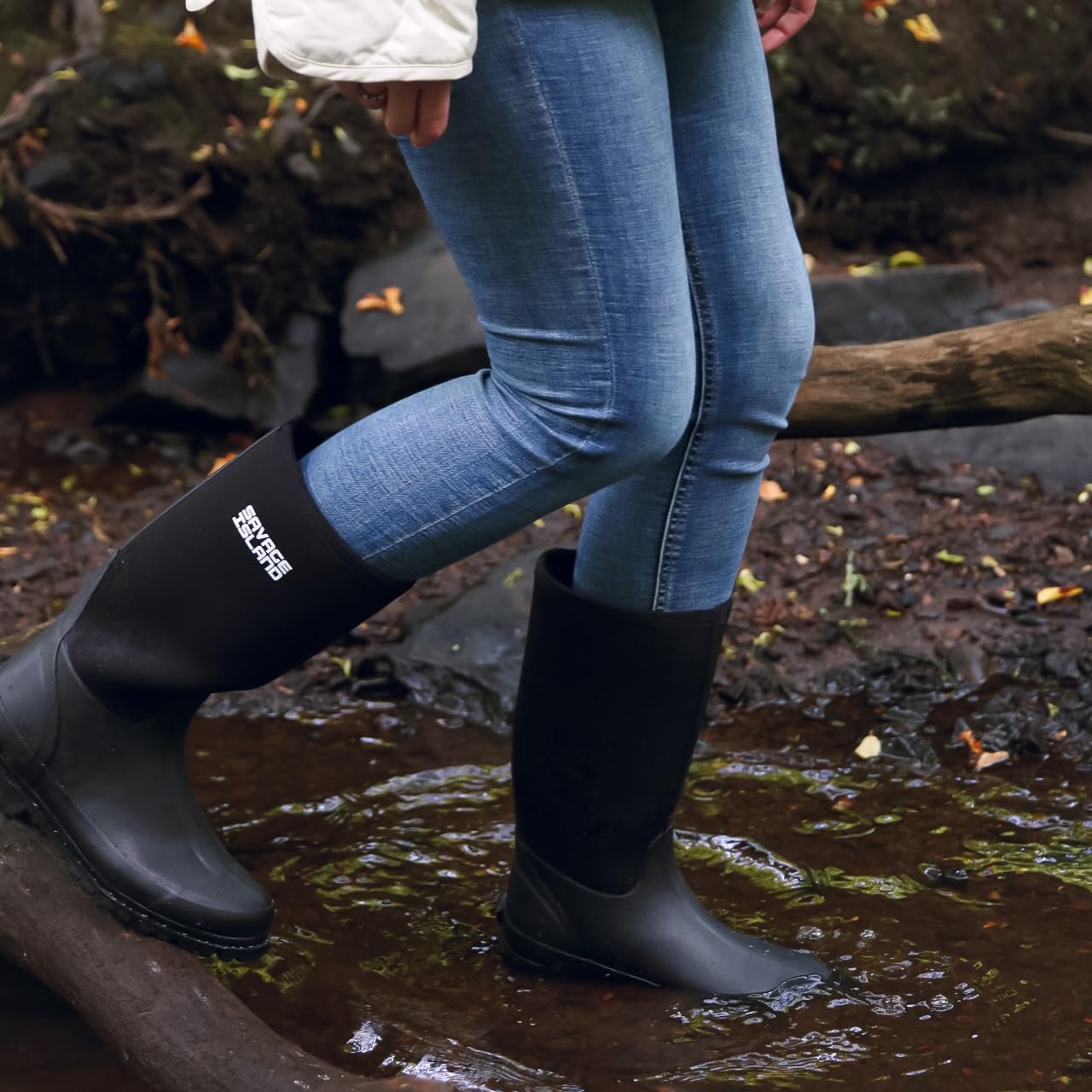 Savage Island Bottes en caoutchouc isolées en néoprène pour femme, doublées chaudes, entièrement imperméables