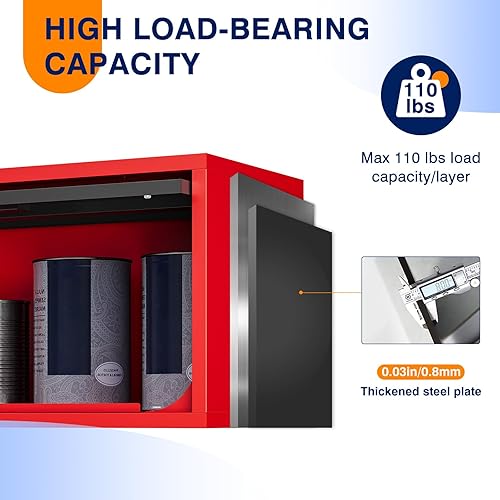 Vista 79 de Yizosh Armario de garaje de metal con puertas, armario de almacenamiento montado en la pared, gabinete de herramientas flotante para sótano, cocina