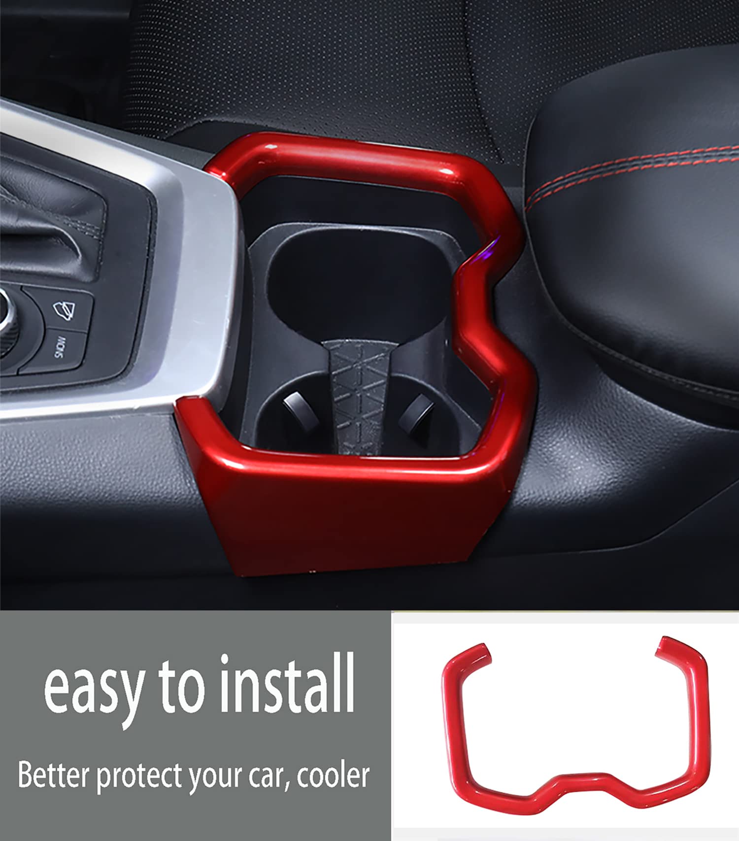 KEAIMEI 2019 2020 2021 2022 2023 2024 for Toyota RAV4 Car Accessories Interior Center Console Water Cup Holder Frame Cover Trim ? Red ? ABS 1pc