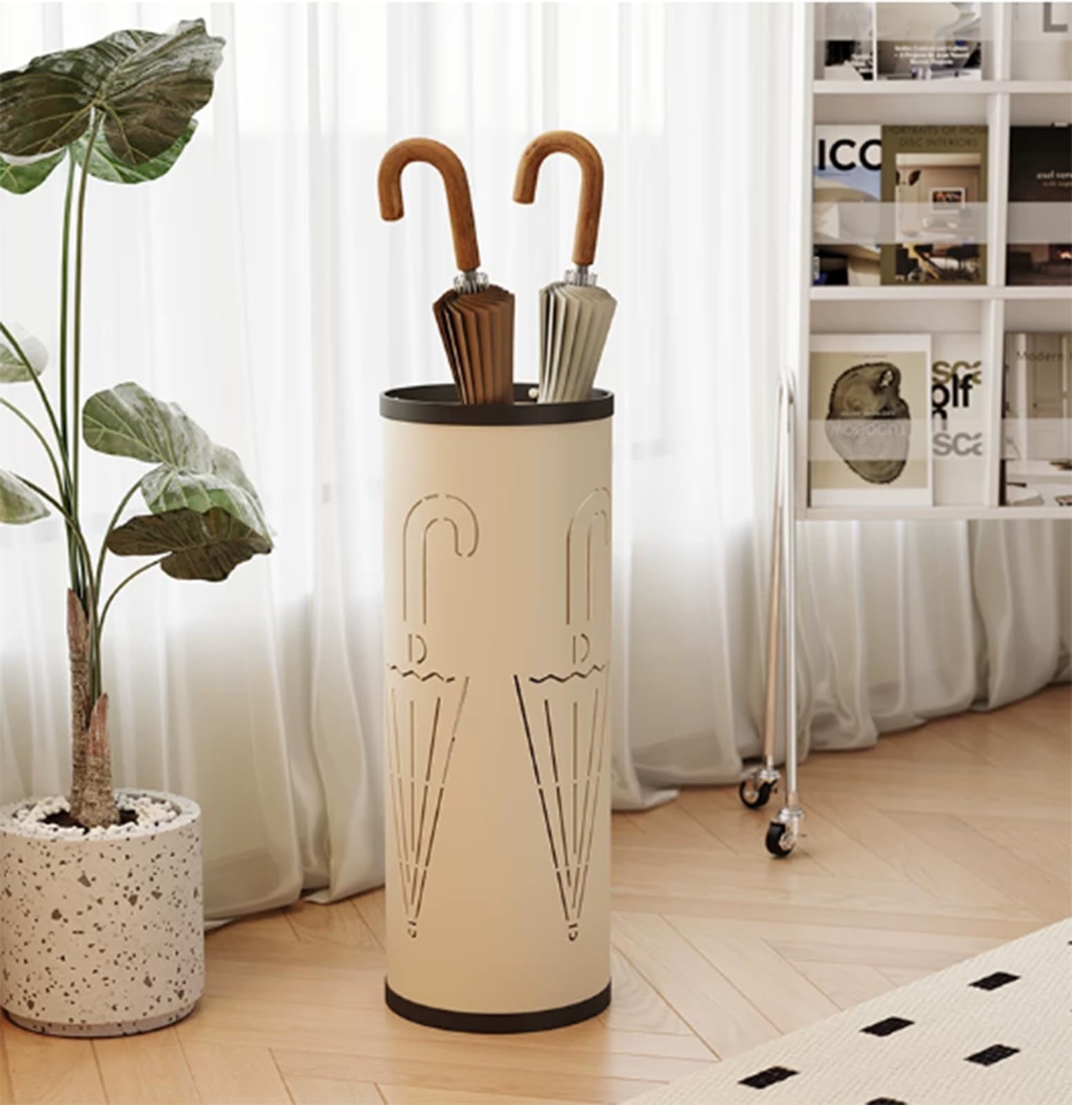 Portaombrelli in metallo, rotondo, autoportante, per ingresso, casa, ufficio, elegante e funzionale