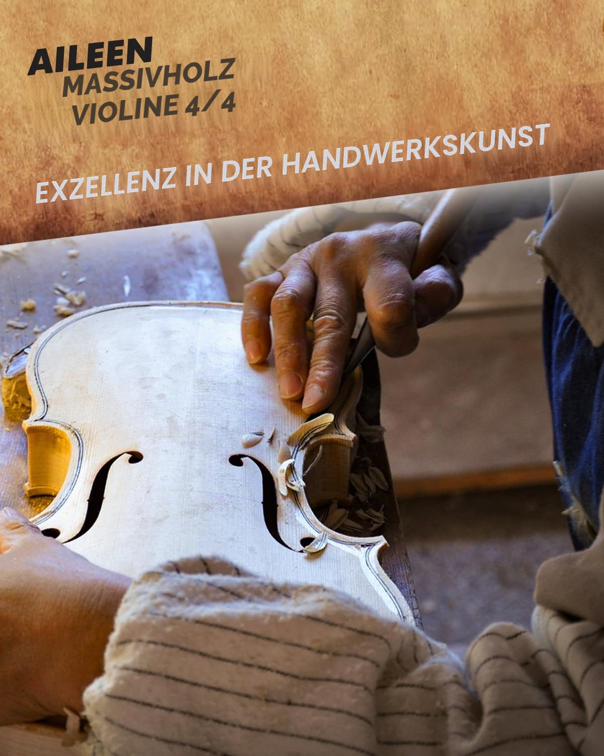 Aileen 4/4 Geige Erwachsene Anfänger, Violine Set für Kinder ab 12+ Jahre, Massive Europäische Fichte Violine mit Notenständer