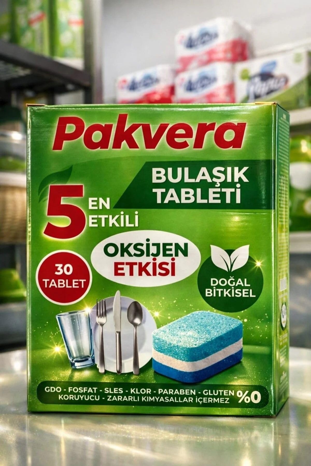GİMDES Helal Sertifikalı Doğal Bitkisel Bulaşık Makinesi Tableti Oksijen Etkili 30'lu