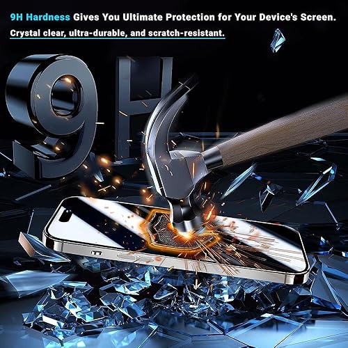 Miniatura 3 de Paquete de 3 protectores de pantalla y 3 protectores de cámara para iPhone 15 Pro, protector de pantalla de vidrio templado resistente a los