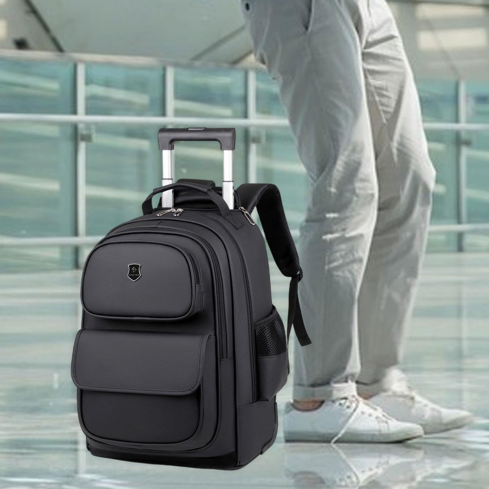 Zaino per Laptop Valigetta per Laptop con rotelle e Ruote, Nero