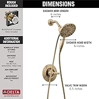 Vista 3 de Delta Arvo 14 Series - Juego de grifería de ducha dorada cepillada con cabezal de ducha dual 2 en 1 In2ition con combo de rociador de mano, kit