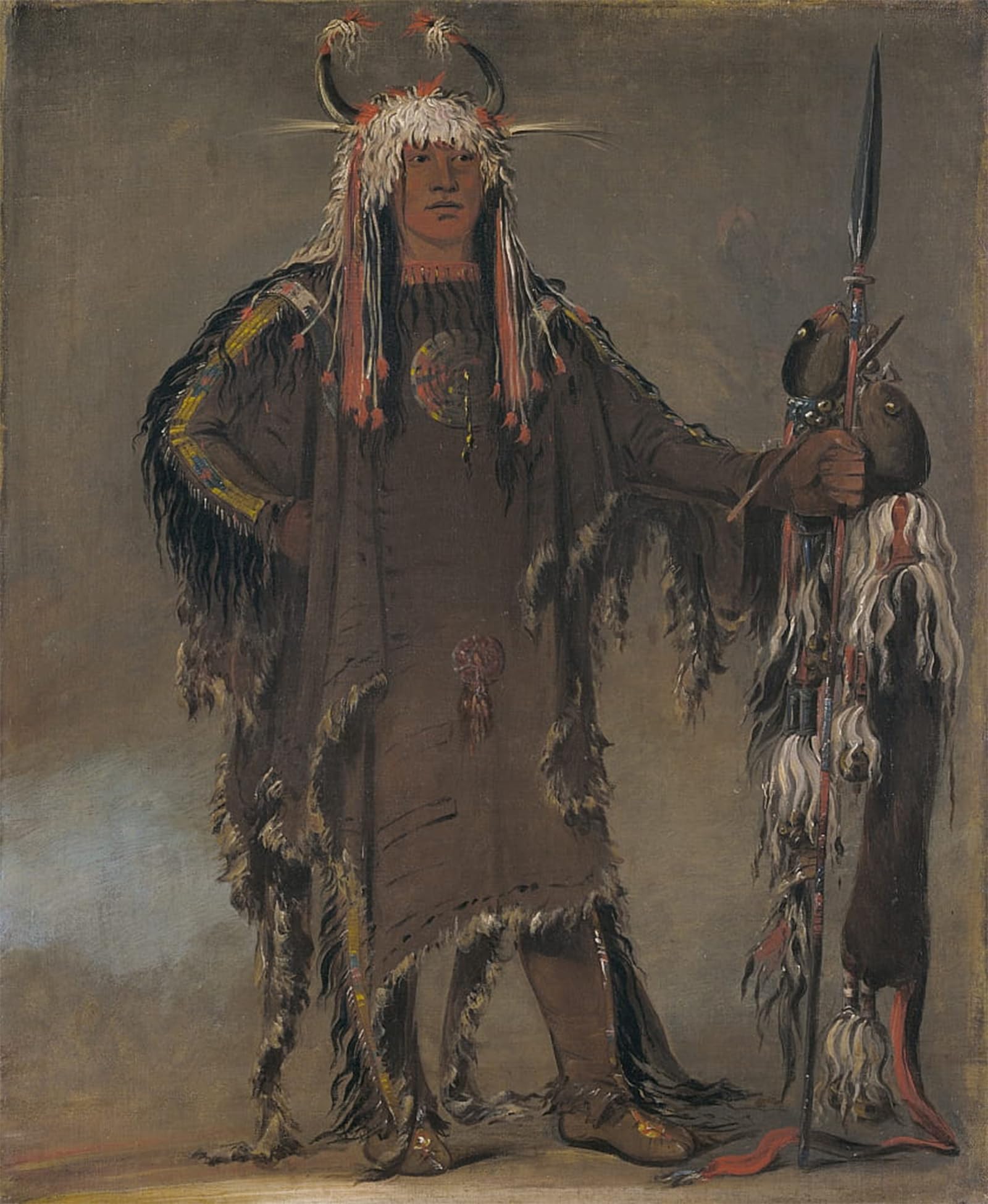 Posteriik No Frame Vintage Art Print Images Pictures Print Bird's Ribs A Piegan Chief By George Catlin Modern Colour Posters For Office Home Decor 60X90cm