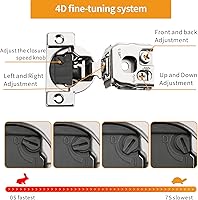 Vista 2 de Chibery: paquete de 10 bisagras de cierre suave de 1-1/4" con superposición 4D para puerta de marco frontal, control de velocidad de cierre