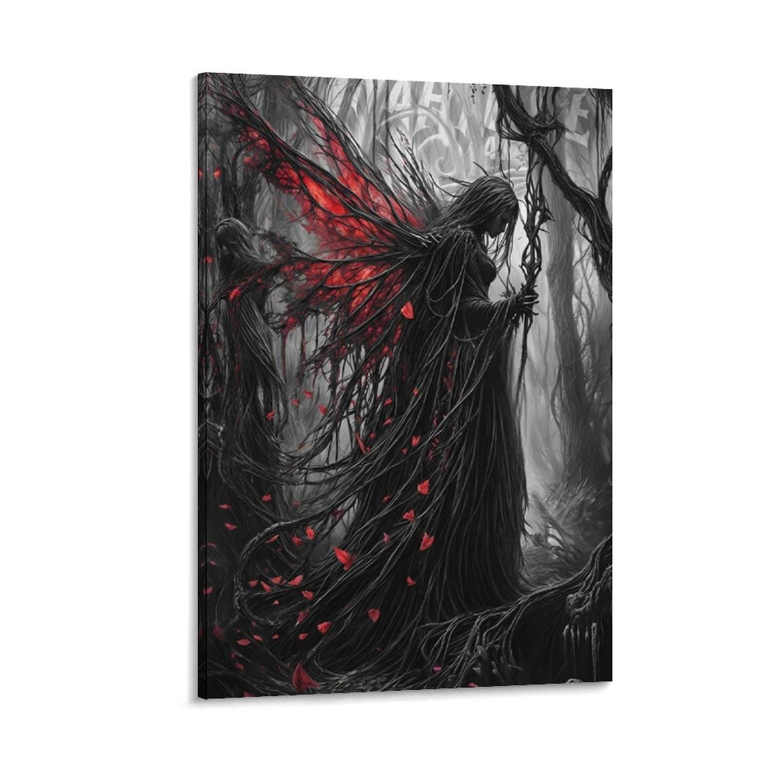 DHBANEIOK Dark Fairy Wings Poster Artwork Giclee Canvas Prints Modern Wall Art Picture Wall Hanging for Home Decorations 08x12inch(20x30cm)