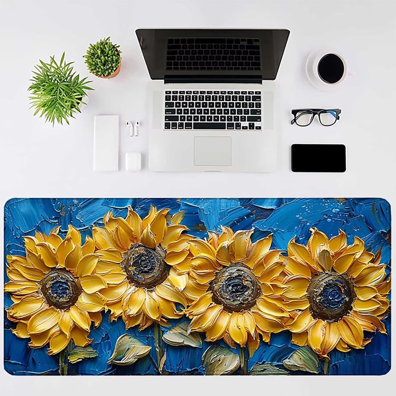 マウスパッド 黄色 マウスパッド 大型 1500 &times; 800 &times; 3 mm, 防水 Mouse Pad ひまわり 鼠标垫 滑り止めゴ