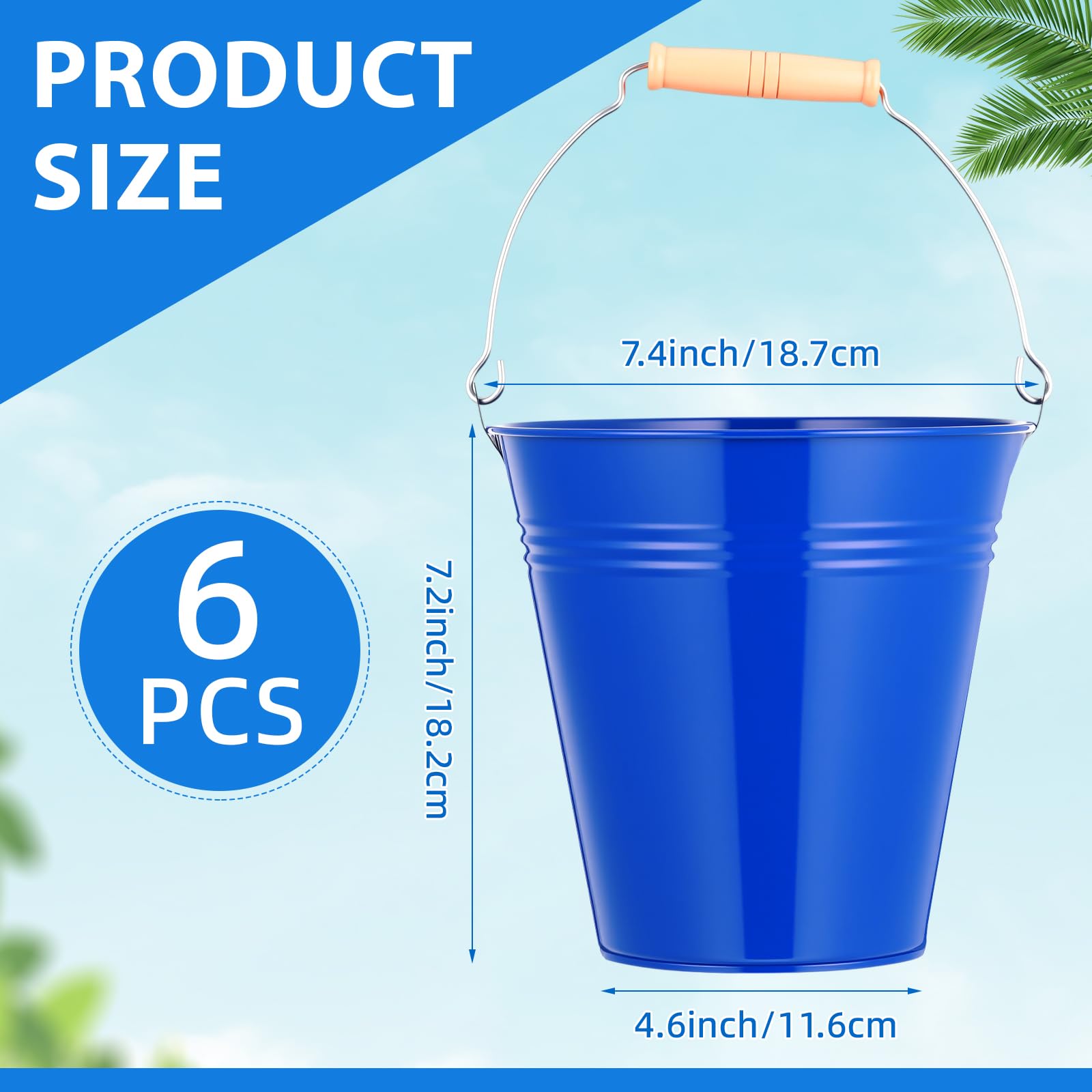 Zopeal 6 Pcs Large Metal Bucket Beer Bucket Galvanized Steel Pail With Handle For Gifts Basket Ice Candy Party(10 X 9 X 7.25 Inch,Silver - View #5