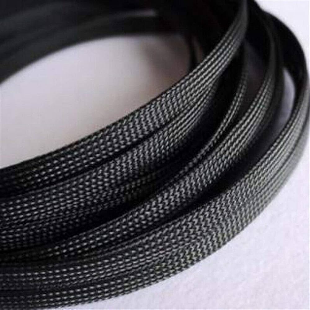 Car Elements Braided Split Wire Loom 20' Cable Sleeve Polyester, Black