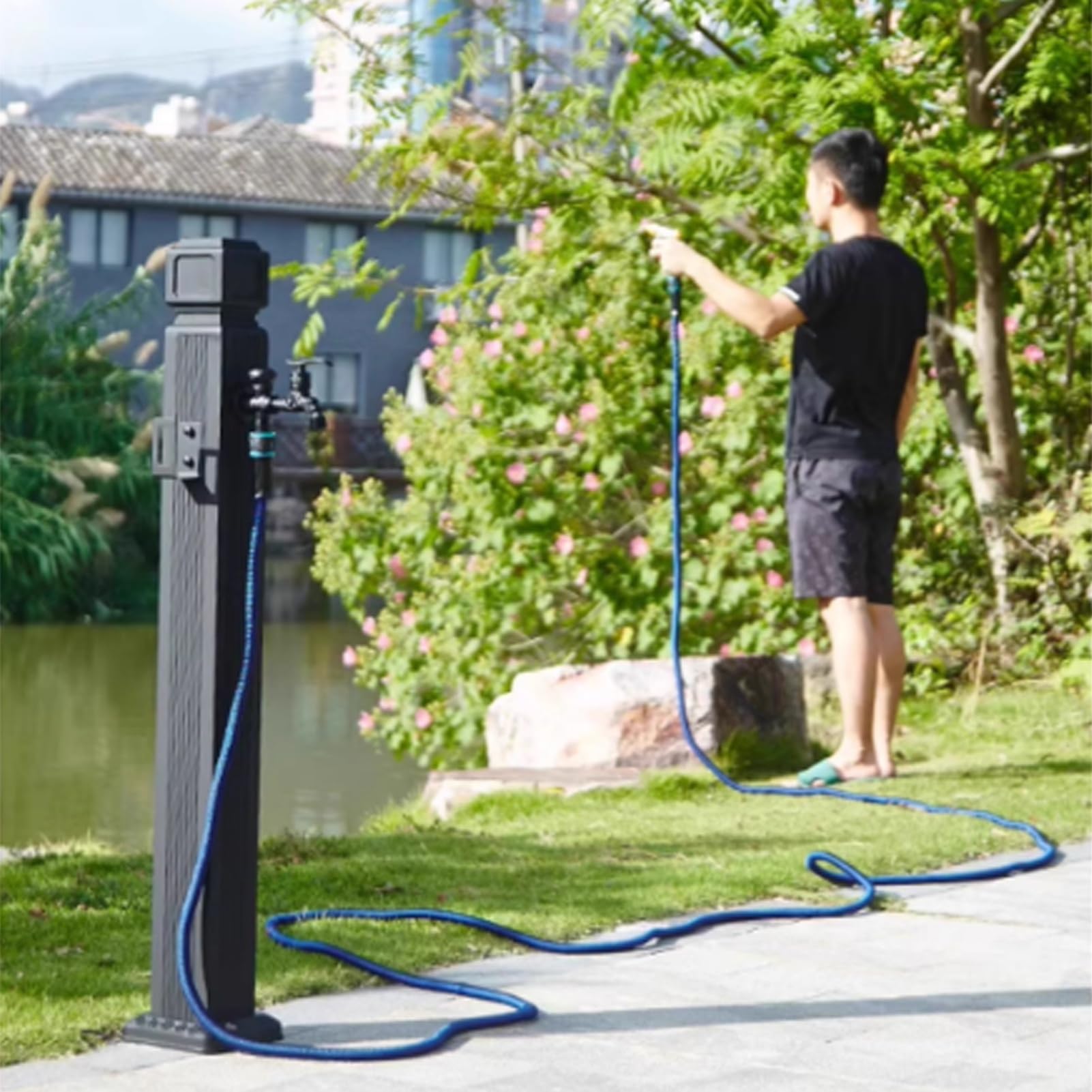 Colonne d'arrosage en Acier Inoxydable pour Jardin, Robinet extérieur Vertical antigel de 110 cm (43,3 po), Solution carrée d'irri