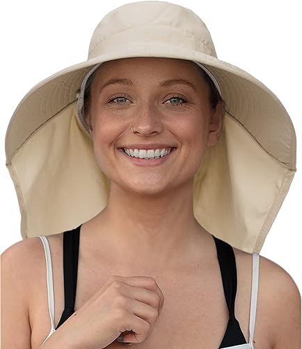 Miniatura 7 de Sombrero de pesca al aire libre de verano para mujer, sombrero de ala ancha UPF 50+, sombrero de pesca con protección UV, sombrero de senderismo con