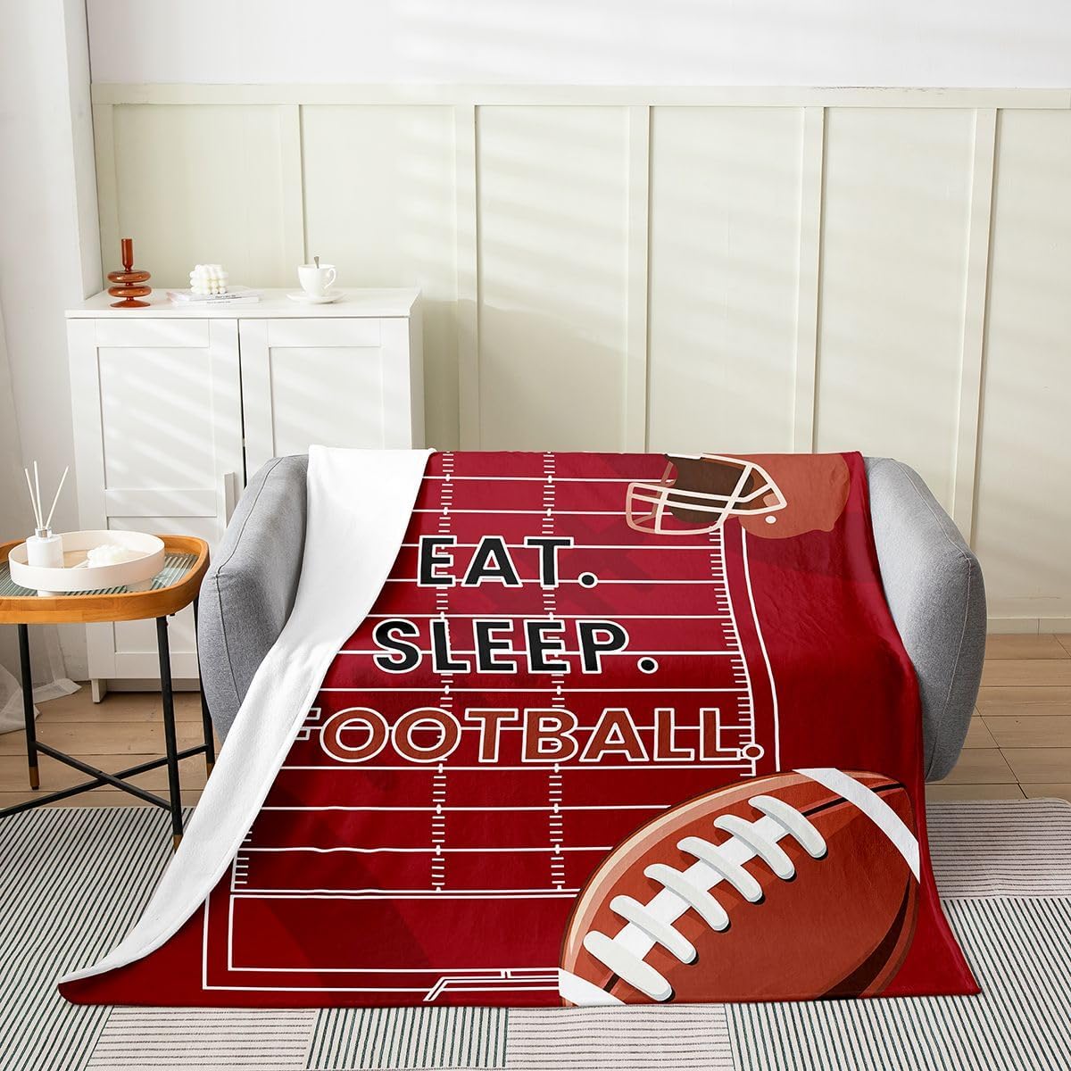 Erosebridal Sports Flannel Blanket Baby 30x40 Boys Football Fleece Blanket Baseball Hockey Basketball Fuzzy Plush Throw Sports Ball Game Living Room Decor
