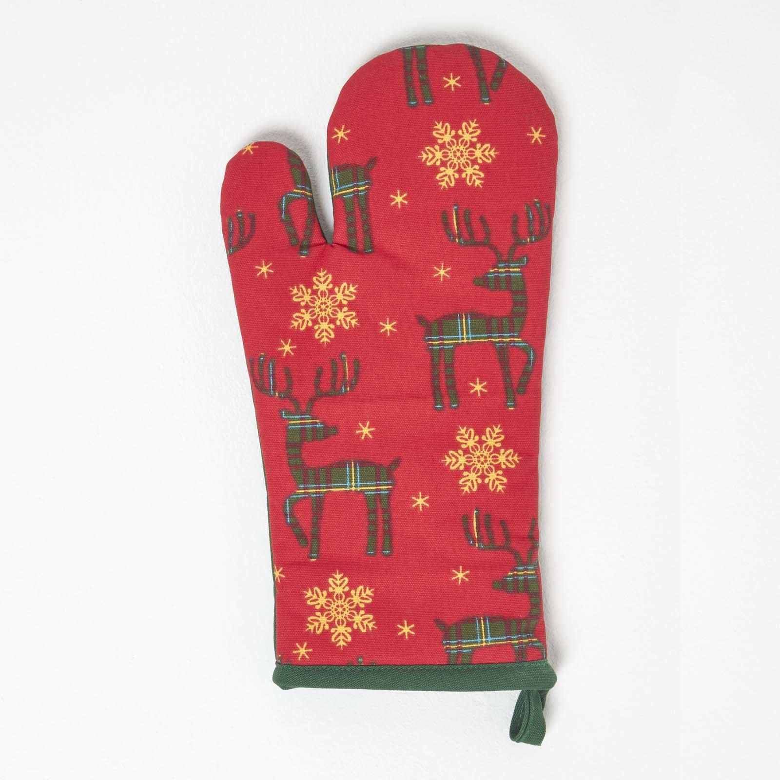 Homescapes Unisex Red Reindeer Christmas Oven Glove