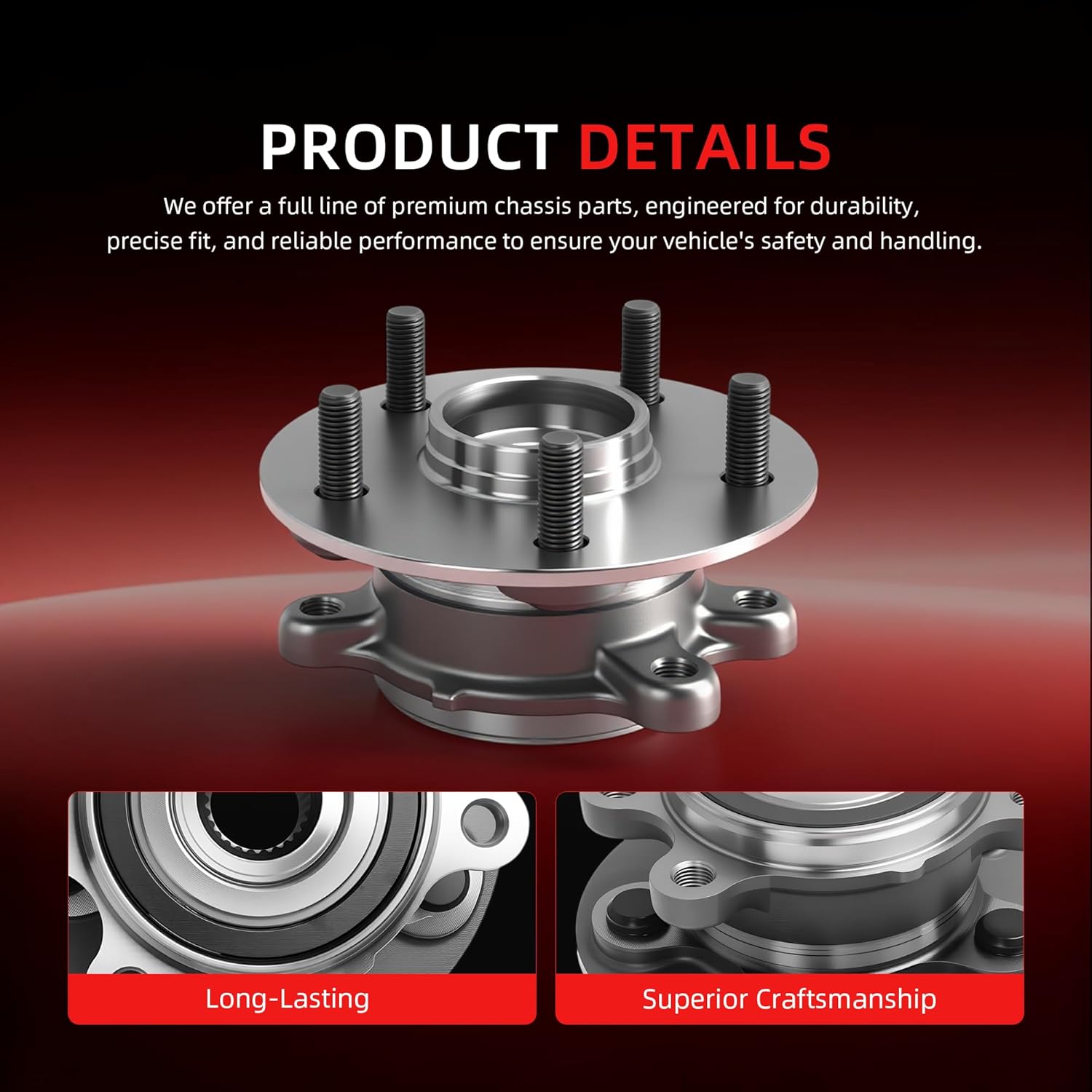513439 Front Wheel Bearing Hub Assembly Compatible with Toyota Camry 2018-2022, for Lexus ES250 2021, 2.5L L4, 5-Lugs, 26 Splines, Replace# 513439, HUB61872
