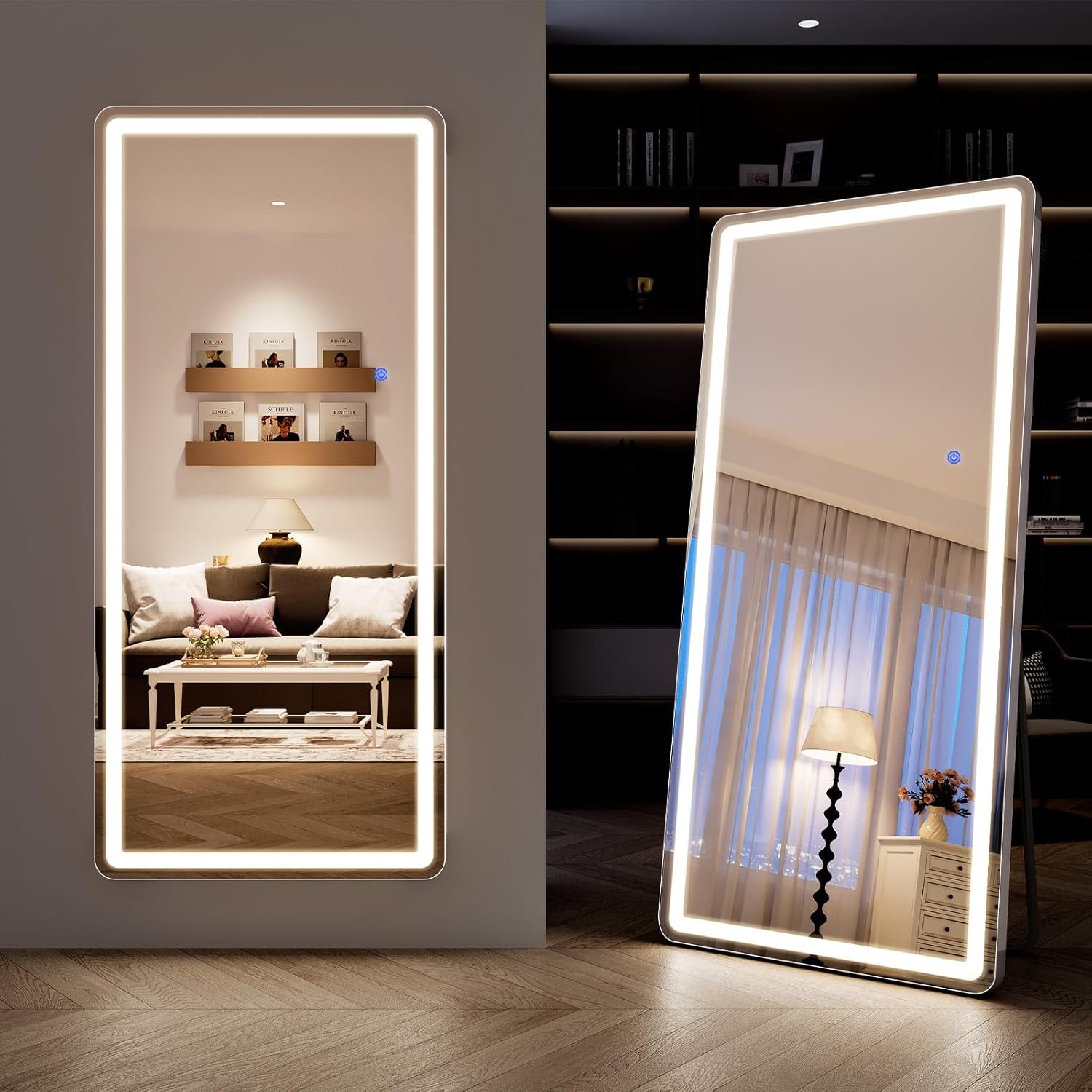 76"x34" Full Length Mirror with LED Lights, LED Mirrors Full Length Floor Mirror Full Body Mirror for Bedroom Wall Mounted Free Standing