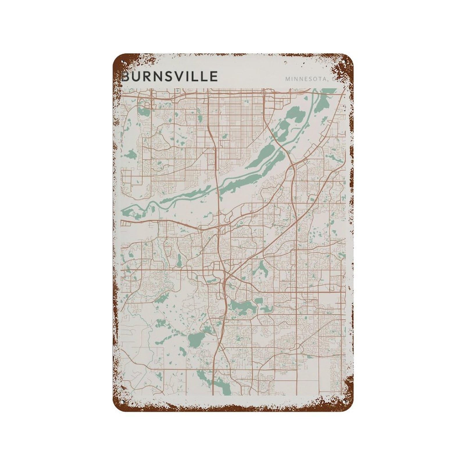 xiaoxiaoshen Burnsville Map Minnesota Travel Gift Scandi (2) Wall Decor Art Metal Tin Poster Modern Home Decor Art Home Bar Shop Decorations Vintage Sign 30x20cm