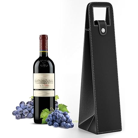 Elegant Single Bottle Leather Wine Tote Carrier