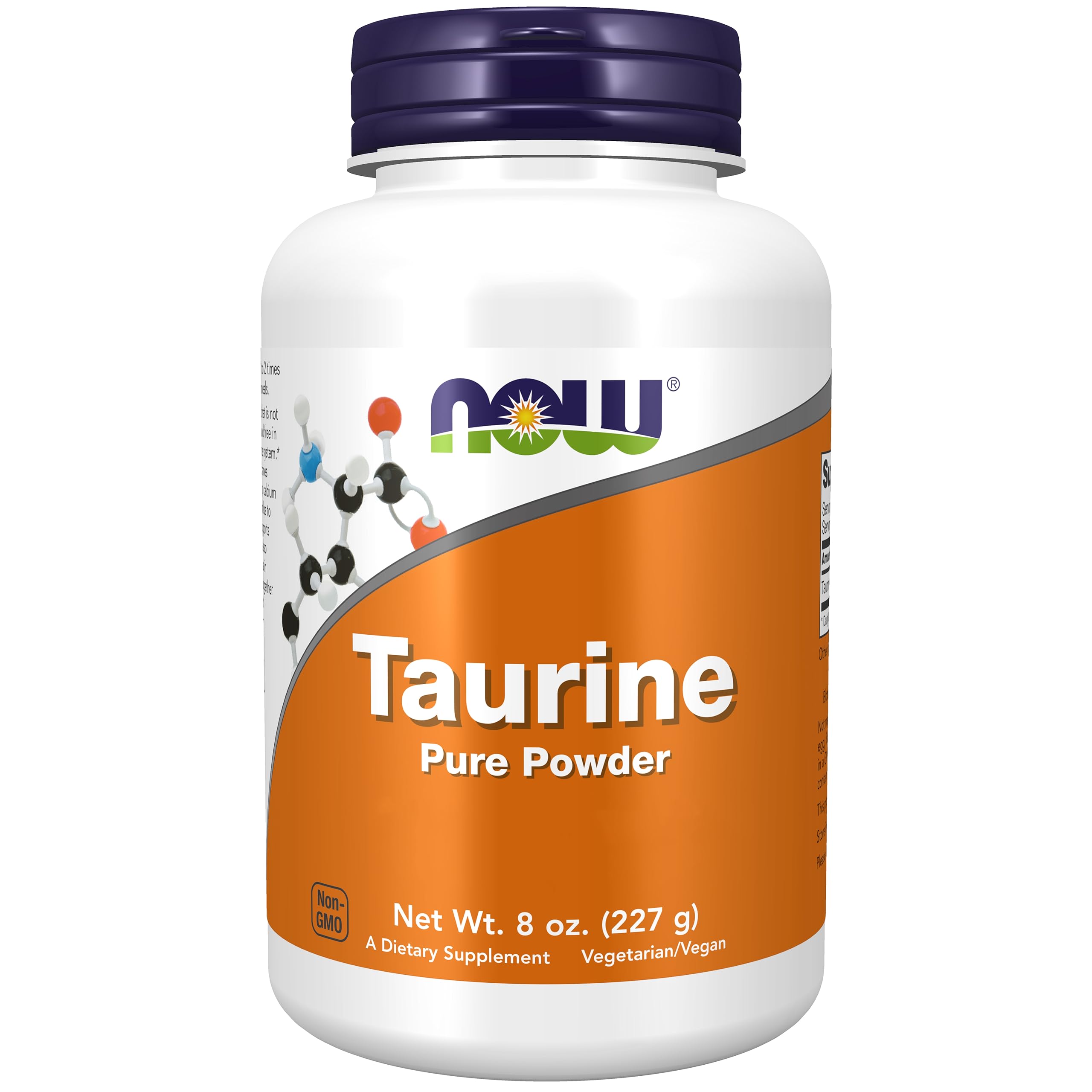 Now Foods, Taurine, Forma Libera, 227 g Polvere vegana, Testata in Laboratorio, Senza Soia, Senza Glutine, Non OGM, Vegetariana