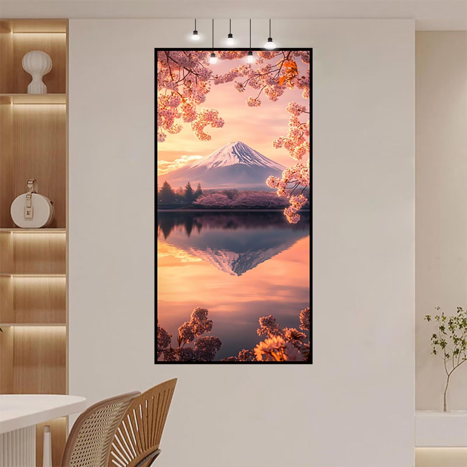 Diament Malarstwo Góra Fuji Malowanie po numerach Krajobraz DIY Dorośli Zestaw Haft Początkujący Ścieg Krzyżowy 60x120 cm, Obrazy Nowoczesny Salon Dekoracja, Wystrój Domu FLZ6247